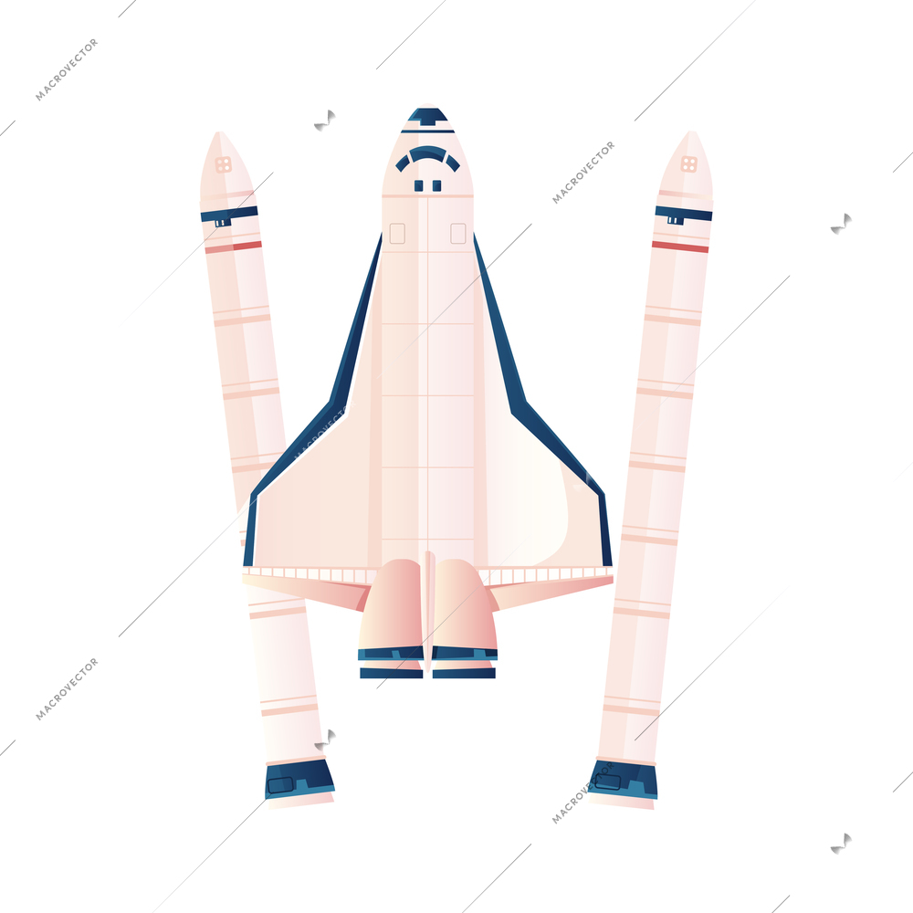 Space rocket flat icon on white background vector illustration