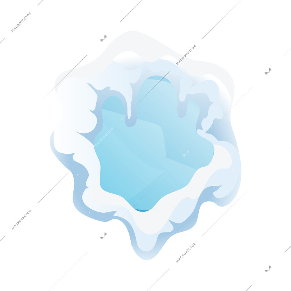 Round blue frame covered with snow on white background realistic vector illustration