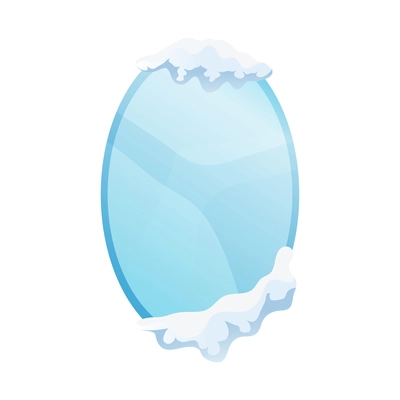 Oval glass frame with snow caps realistic icon vector illustration