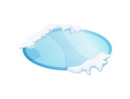 Realistic blue oval shape with snow caps on white background vector illustration