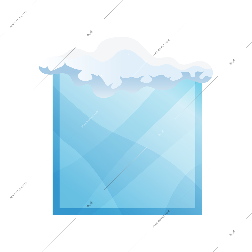 Square shaped blue frame with snow cap realistic vector illustration