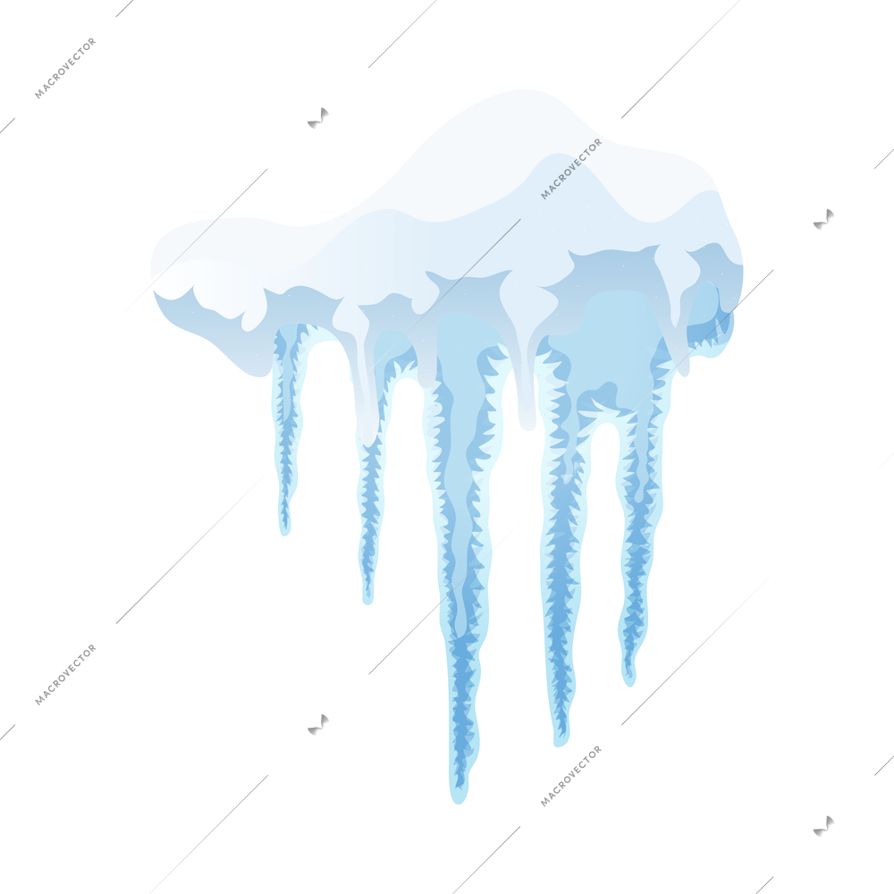 Icicles hanging from snow cap realistic vector illustration