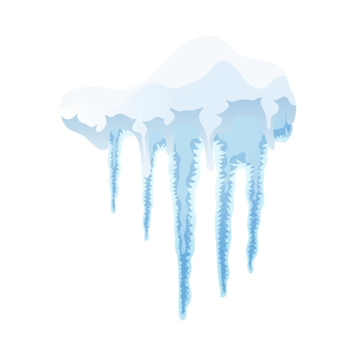 Icicles hanging from snow cap realistic vector illustration