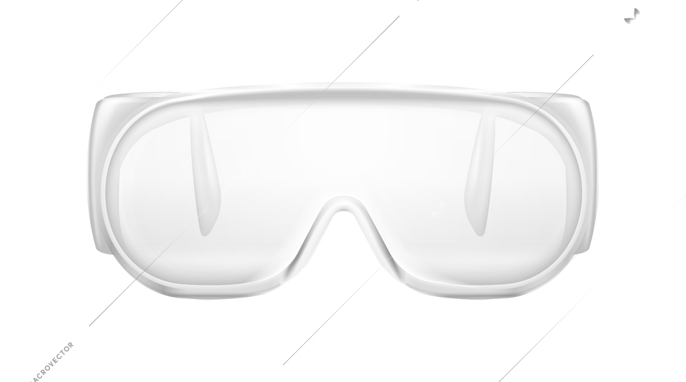 Realistic icon of protective plastic glasses on white background vector illustration