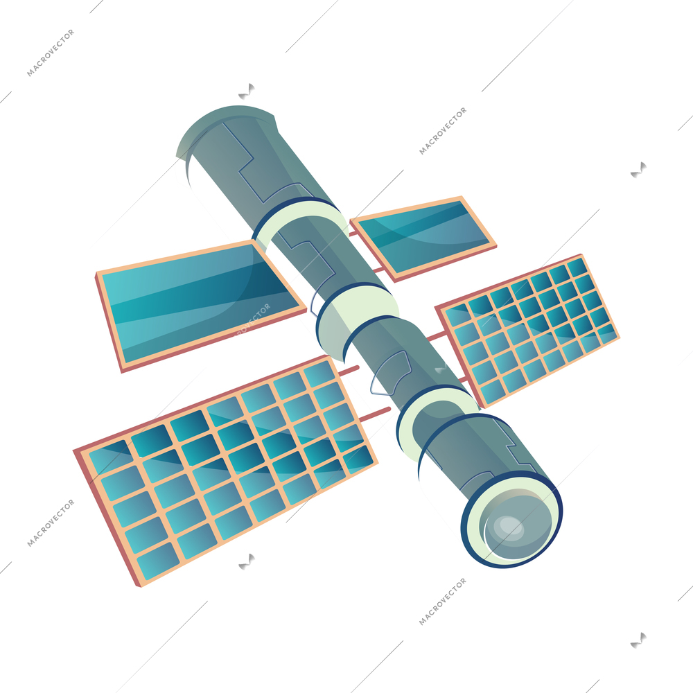 Flat icon of space station on white background vector illustration