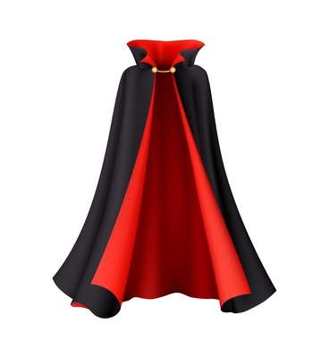 Realistic black and red witch or vampire cloak on white background vector illustration