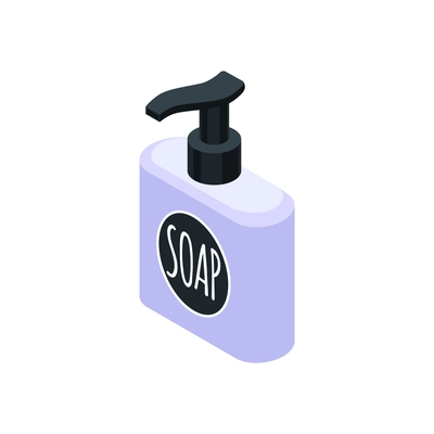 Isometric icon with bottle of soft soap on white background vector illustration