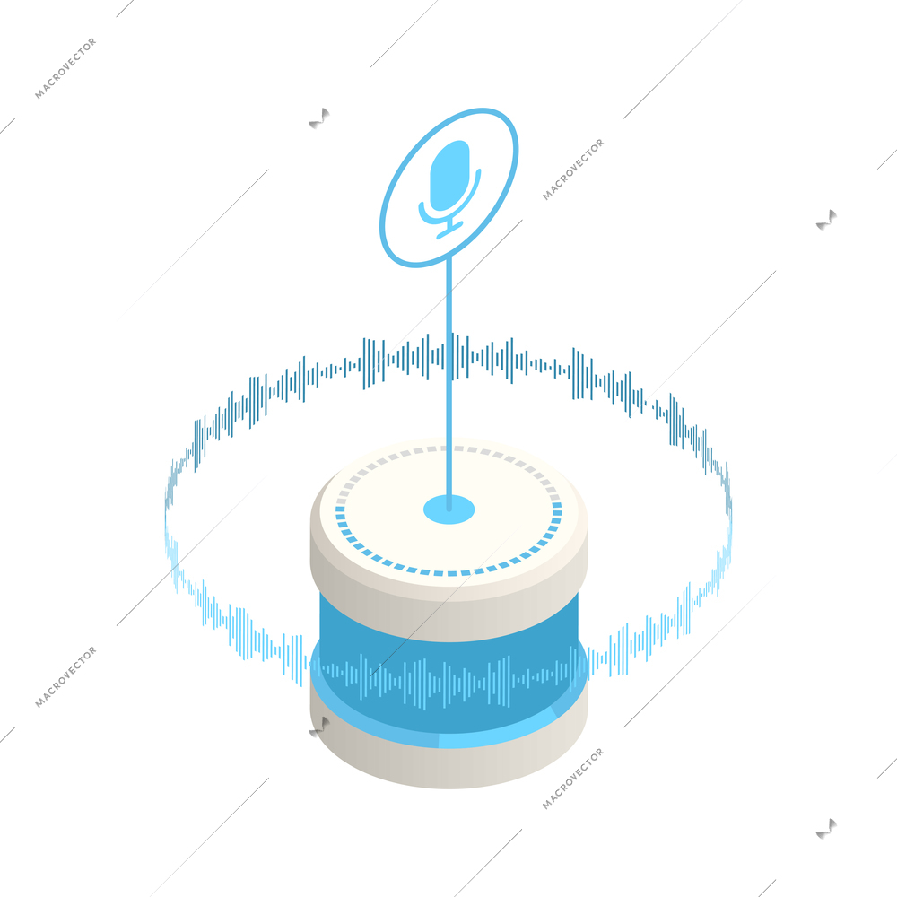 Smart home device icon with voice controlled speaker isometric vector illustration