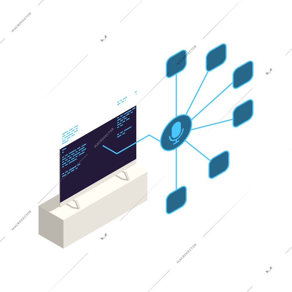 Smart television with voice assistant isometric icon vector illustration