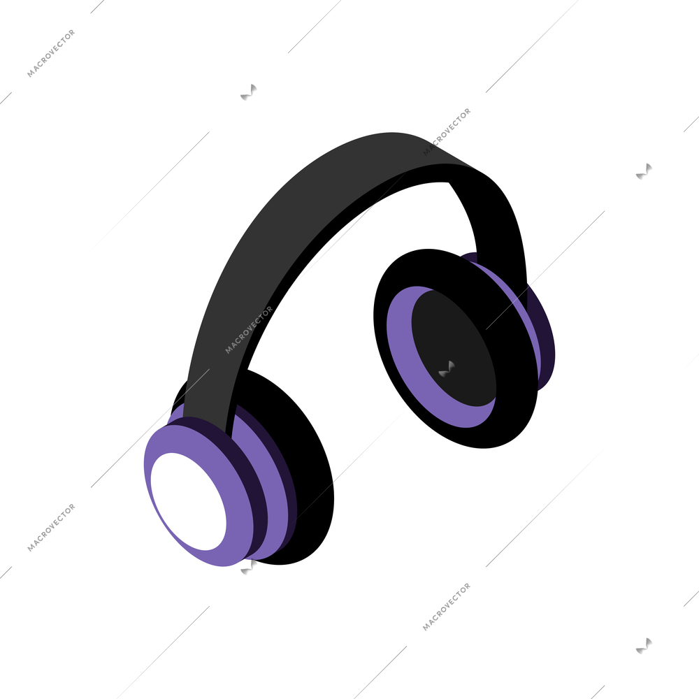 Wireless headphones on white background isometric icon vector illustration