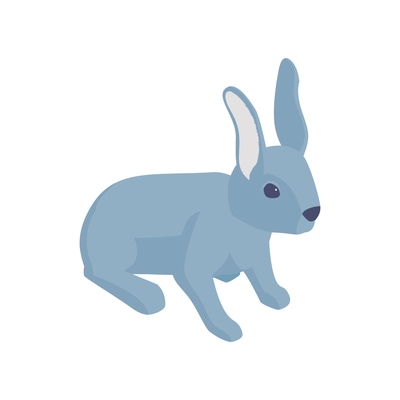 Grey rabbit character on white background isometric 3d vector illustration