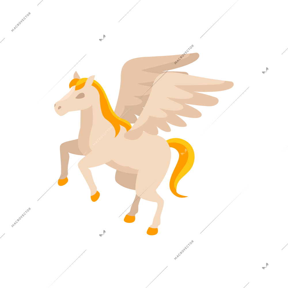 Pegasus isometric icon with beautiful fairy winged horse 3d vector illustration