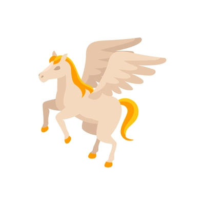 Pegasus isometric icon with beautiful fairy winged horse 3d vector illustration