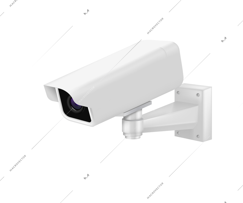 Realistic video surveillance camera side view vector illustration