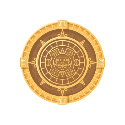 Maya civilization solar calendar cartoon icon on white background vector illustration