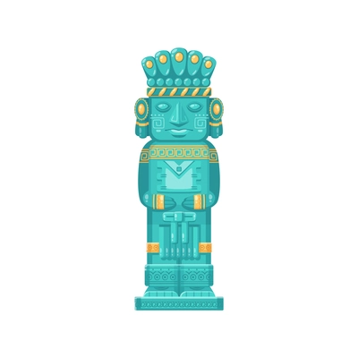 Maya civilization ritualistic totem statue on white background cartoon vector illustration