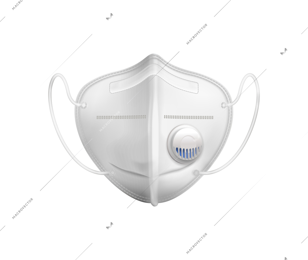 Face protection respirator on white background realistic icon vector illustration