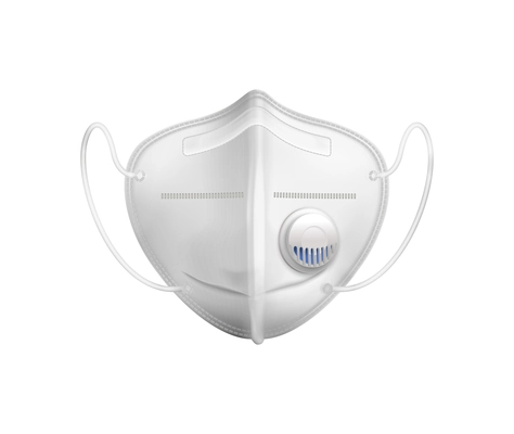 Face protection respirator on white background realistic icon vector illustration