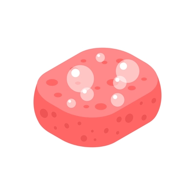 Red shower sponge with bubbles isometric icon vector illustration
