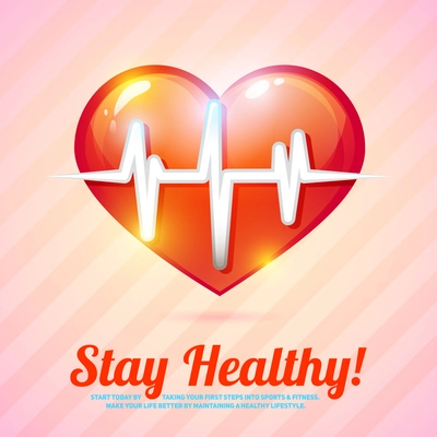 Healthy lifestyle background with heart beat background vector illustration