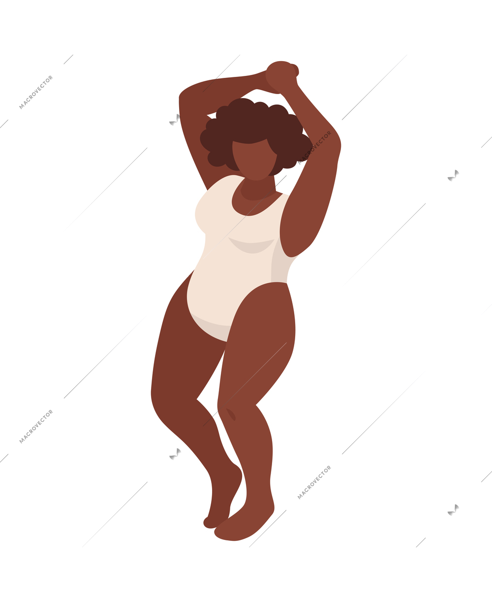 Body positive composition with isolated character of dancing plus size woman vector illustration