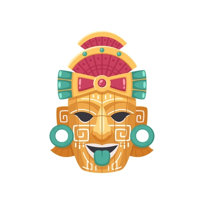 Maya civilization cartoon composition with isolated image of bow shaped mask vector illustration