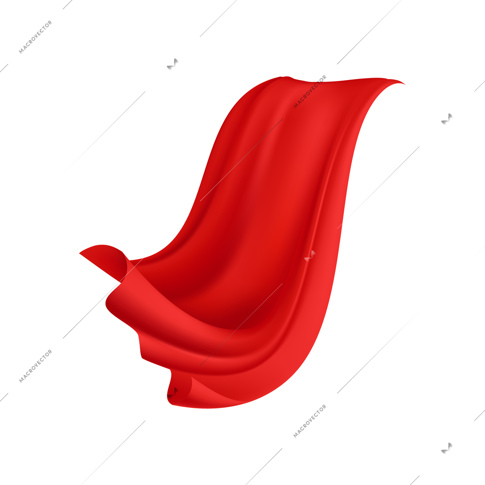 Red cloak realistic composition with isolated image of royal gown on blank background vector illustration