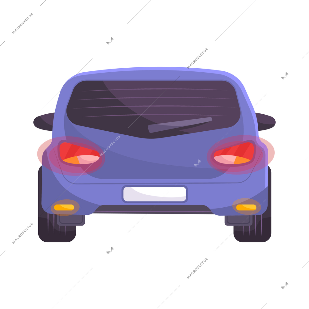 Parking flat composition with isolated image of car view from back vector illustration