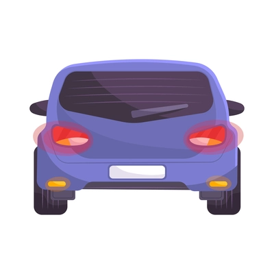 Parking flat composition with isolated image of car view from back vector illustration