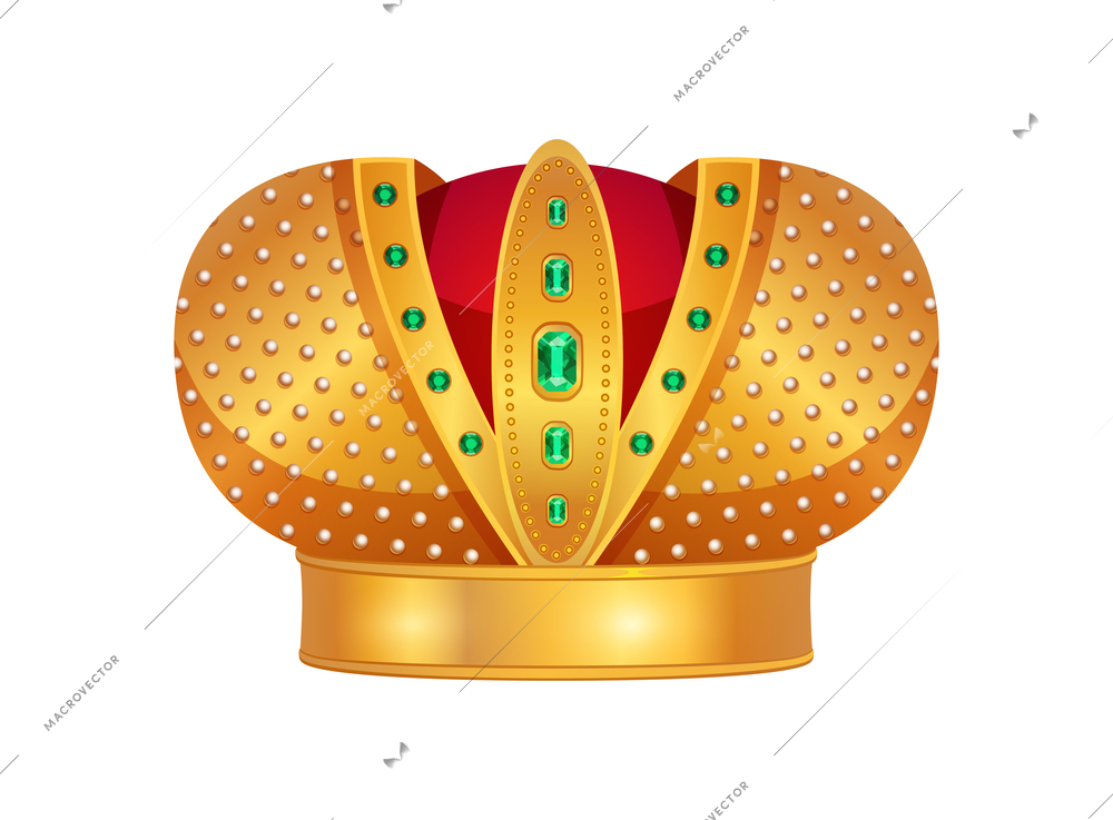 Royal golden crown composition with isolated image of crown for king emperor queen and empress vector illustration