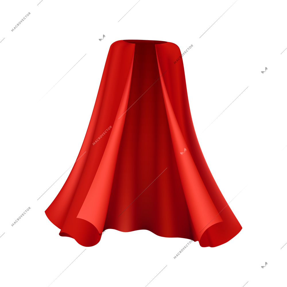 Red cloak realistic composition with isolated image of royal gown on blank background vector illustration