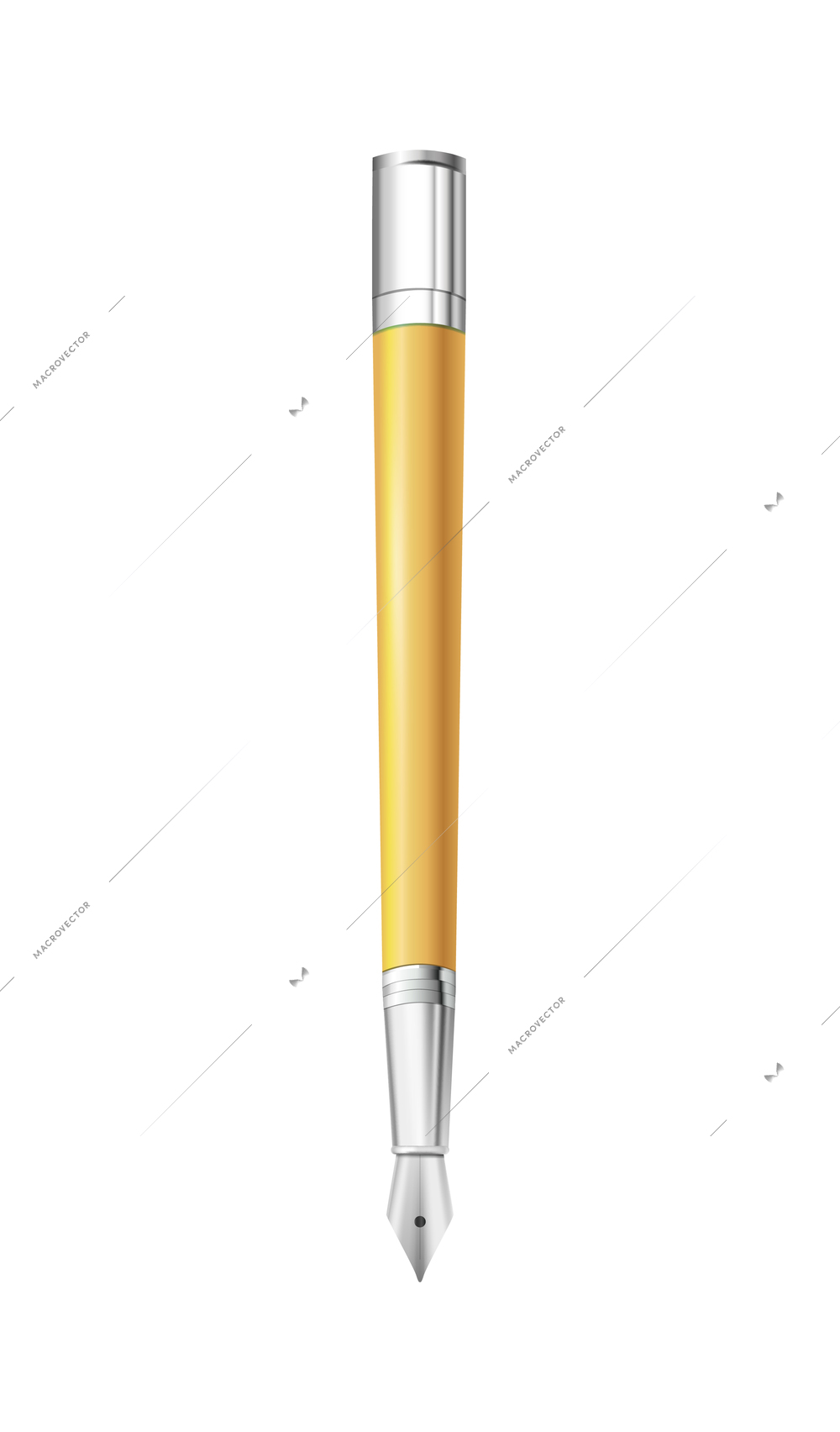 Realistic office items mockup top view composition with isolated image of feather pen vector illustration