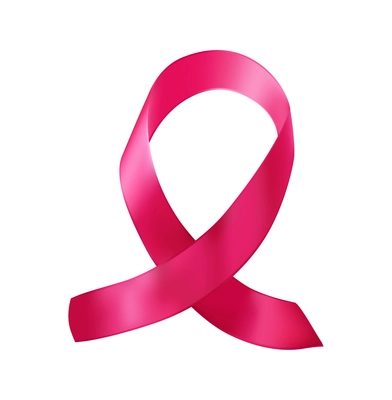 Realistic ribbon cancer symbol composition with isolated image of curly pink ribbon on blank background vector illustration