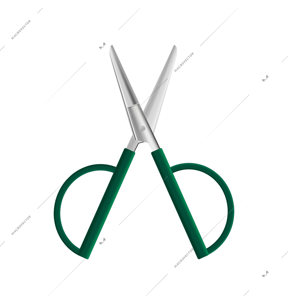 Realistic office items mockup top view composition with isolated image of scissors vector illustration