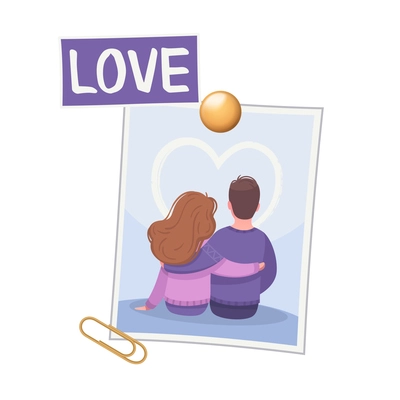 Vision board composition with photo of loving couple and text vector illustration