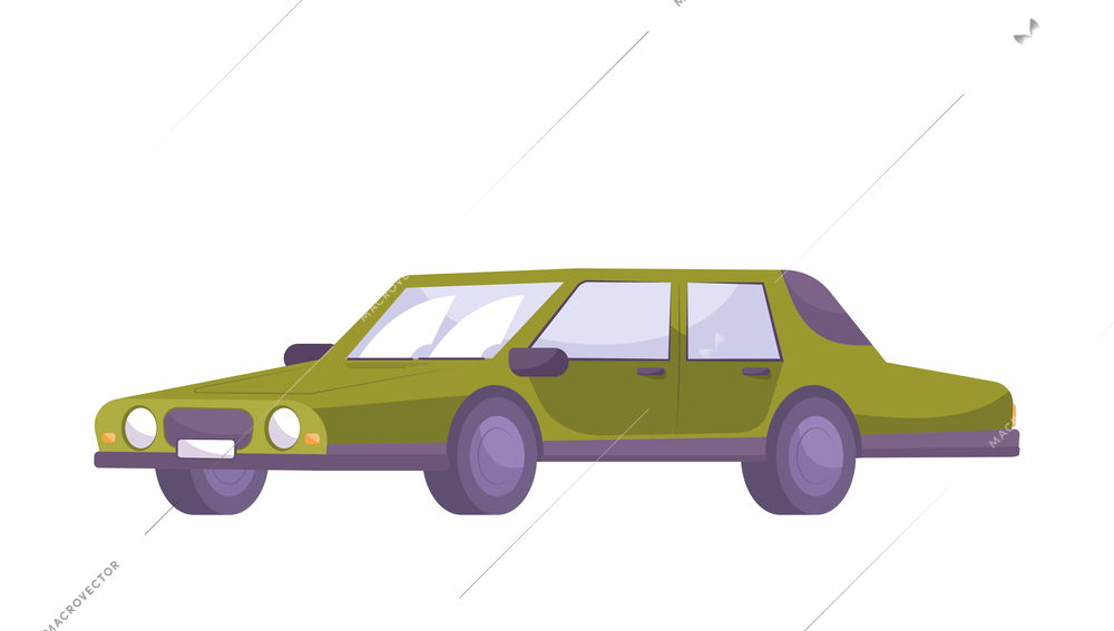 Parking flat composition with isolated image of passenger car vector illustration