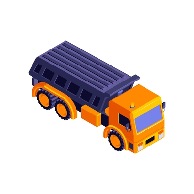 Isometric road construction roller composition with isolated image of truck vector illustration