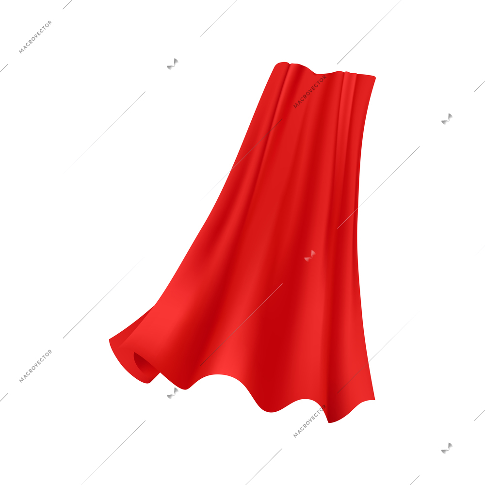 Red cloak realistic composition with isolated image of royal gown on blank background vector illustration