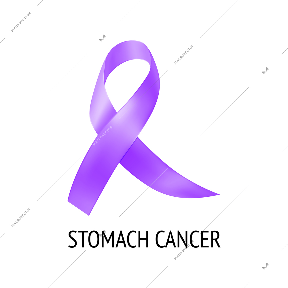 Realistic ribbon cancer symbol composition with isolated image of colorful ribbon with text on blank background vector illustration