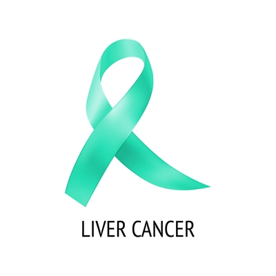 Realistic ribbon cancer symbol composition with isolated image of colorful ribbon with text on blank background vector illustration