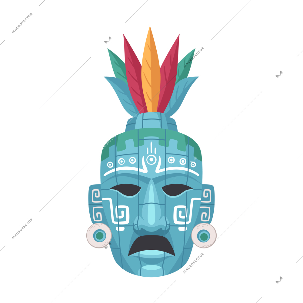 Maya civilization cartoon composition with isolated image of jar shaped mask on blank background vector illustration
