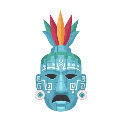 Maya civilization cartoon composition with isolated image of jar shaped mask on blank background vector illustration