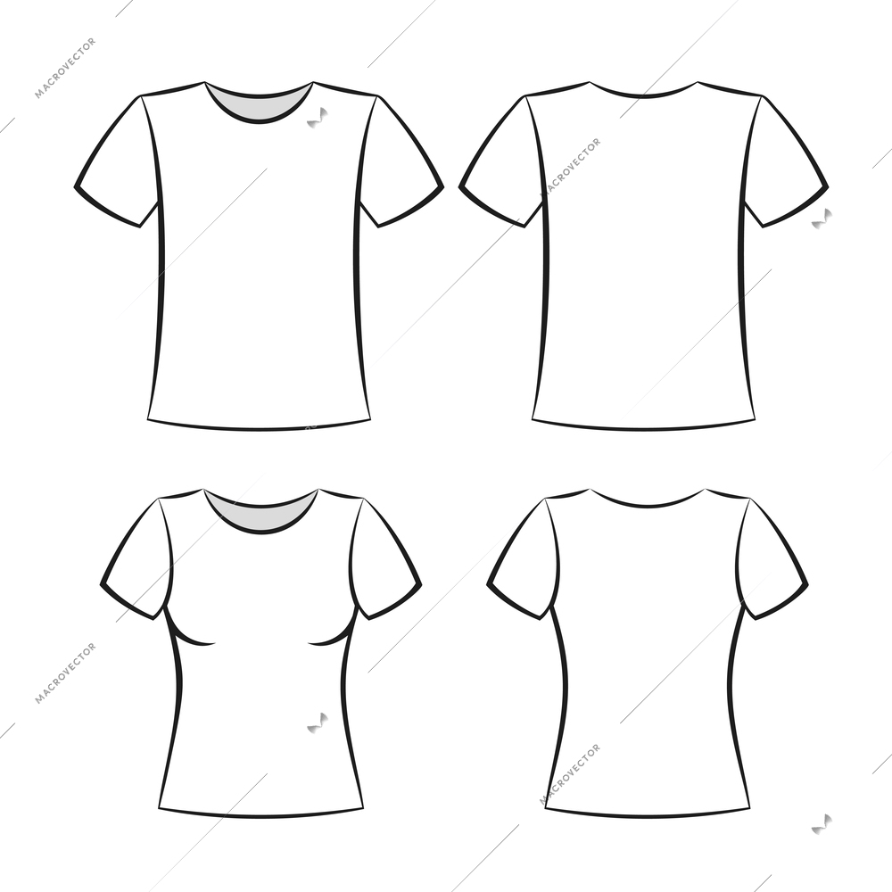 White t-shirt clothing blank template vector illustration