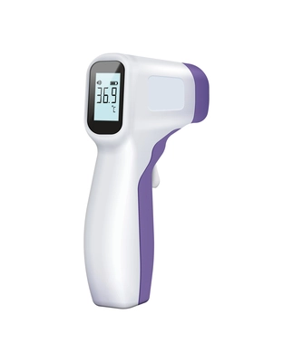 Infrared contactless thermometers realistic composition with isolated image of modern thermometer gun vector illustration