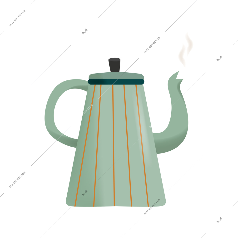 Cozy home composition with isolated image of teapot with handle and vapour vector illustration