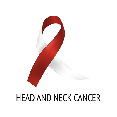 Realistic ribbon cancer symbol composition with isolated image of colorful ribbon with text on blank background vector illustration