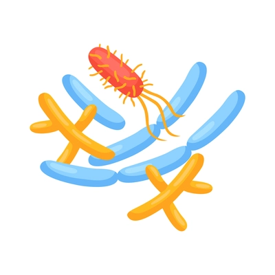 Isometric gastroenterology composition with images of stomach bacteria vector illustration