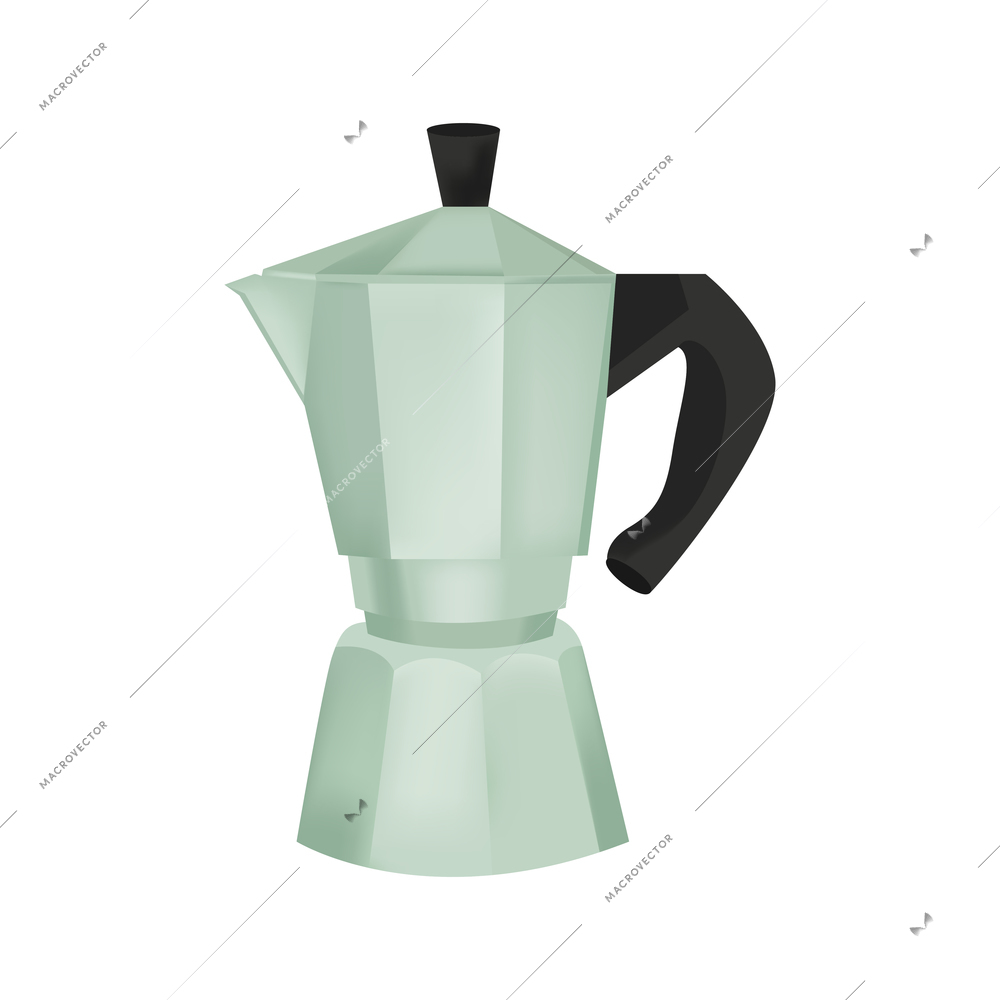 Cozy home composition with isolated image of moka pot for brewing coffee vector illustration