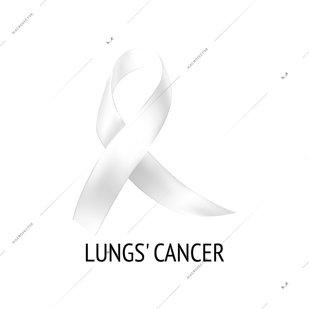 Realistic ribbon cancer symbol composition with isolated image of colorful ribbon with text on blank background vector illustration