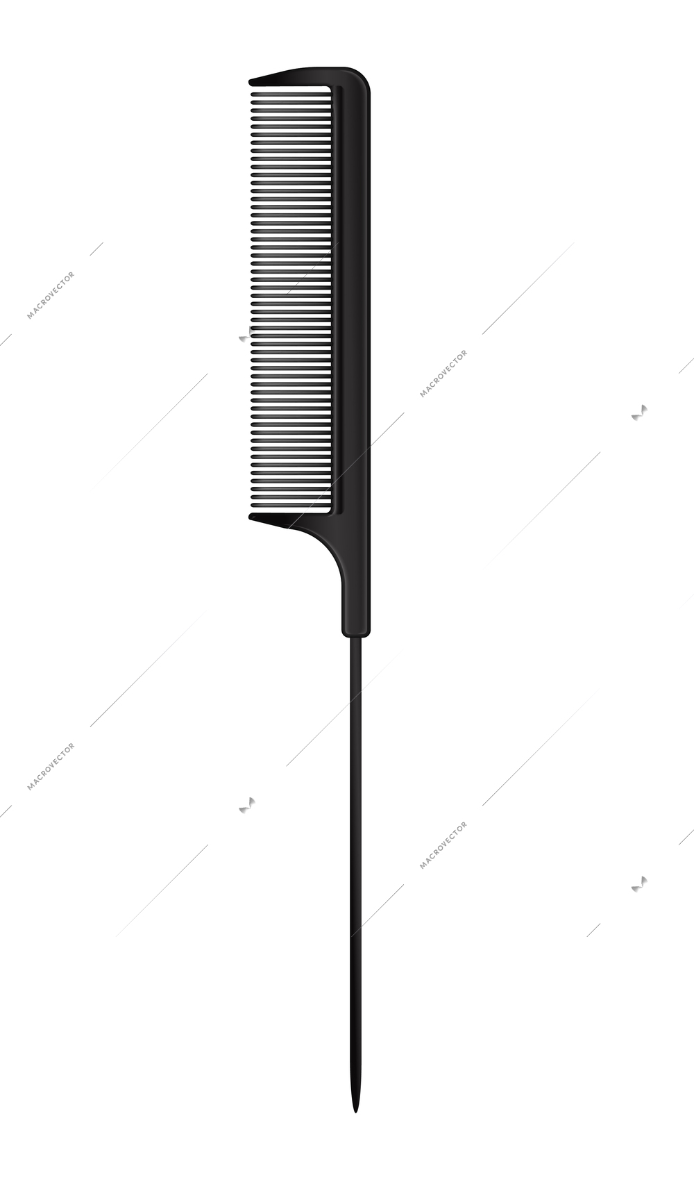 Hair coloring realistic set with isolated image of comb on blank background vector illustration